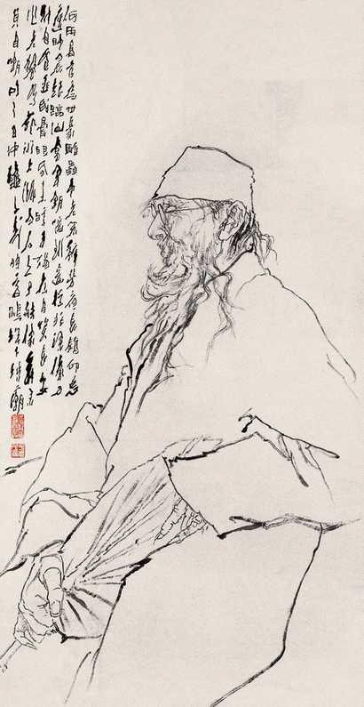 王子武 齐白石像 镜心